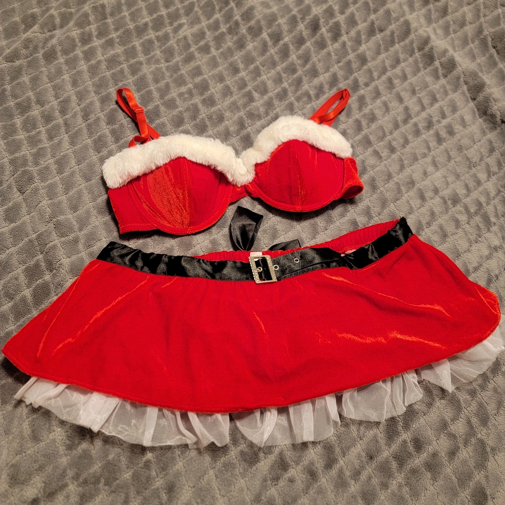 Red and White Festive Lingerie Set